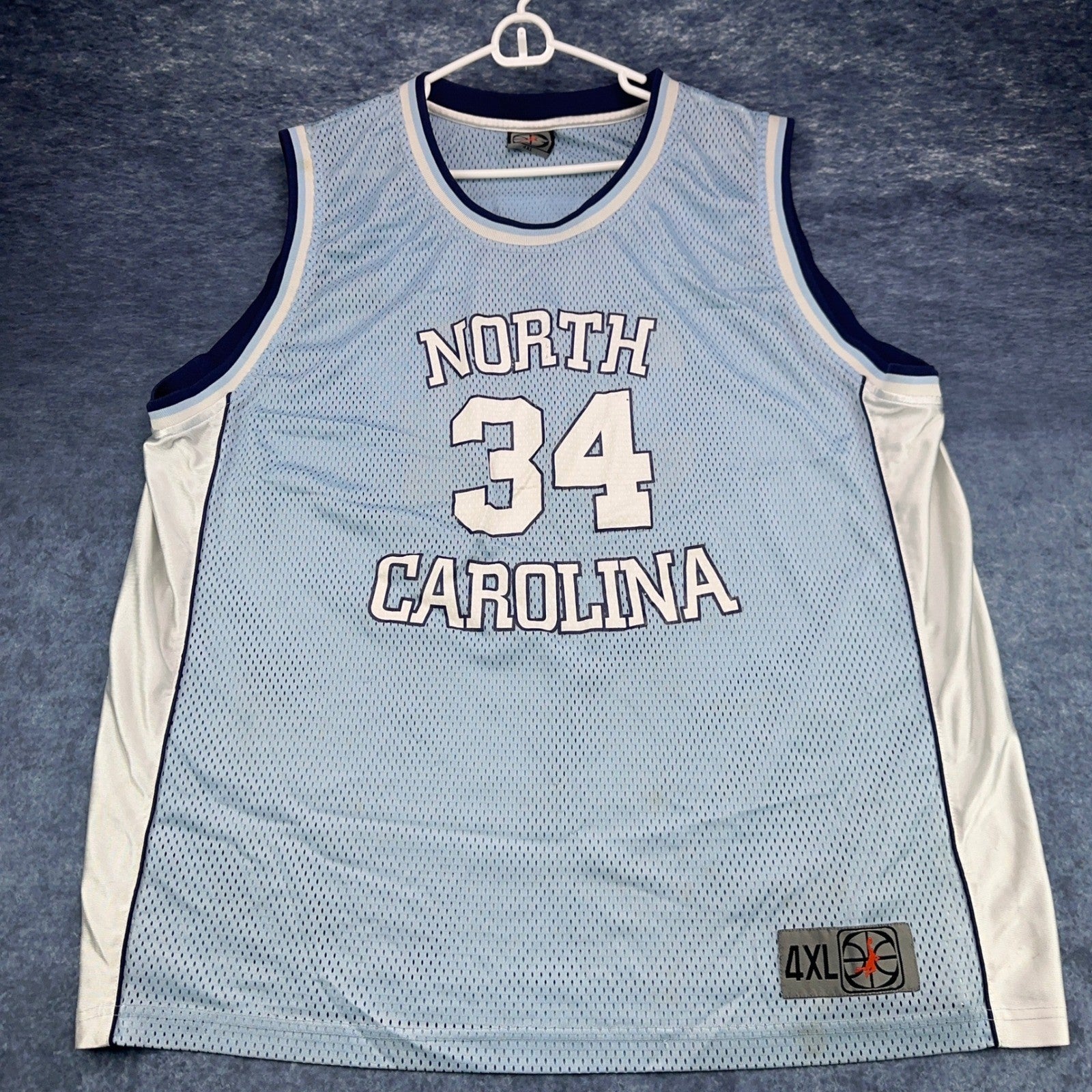 North Carolina Tar Heels Basketball Jersey Blue White 34 Mesh Mens 4XL RN106746 by Unbranded