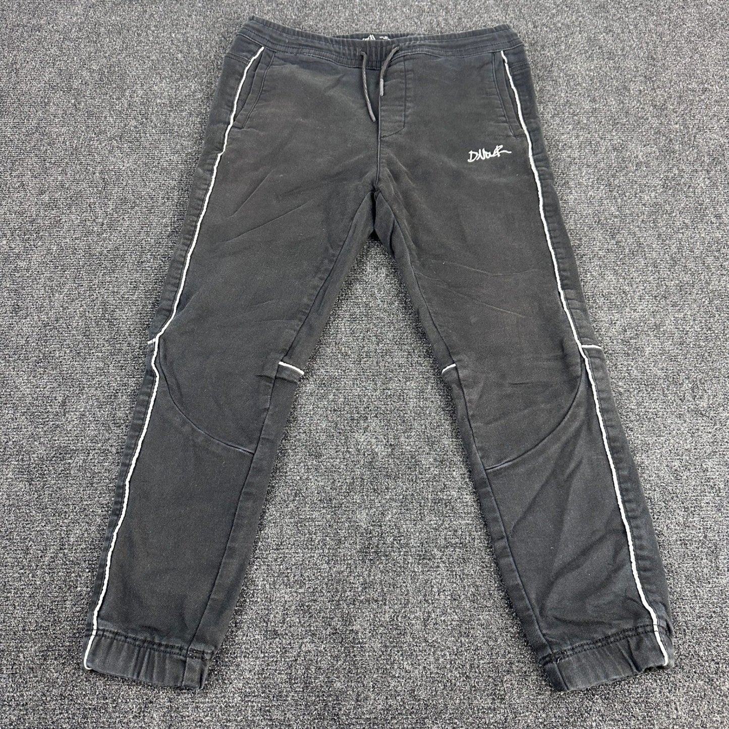 Zara Man Black Tapered Joggers Side Piping Drawstring Waist Mens Size L MEX 32 by Zara