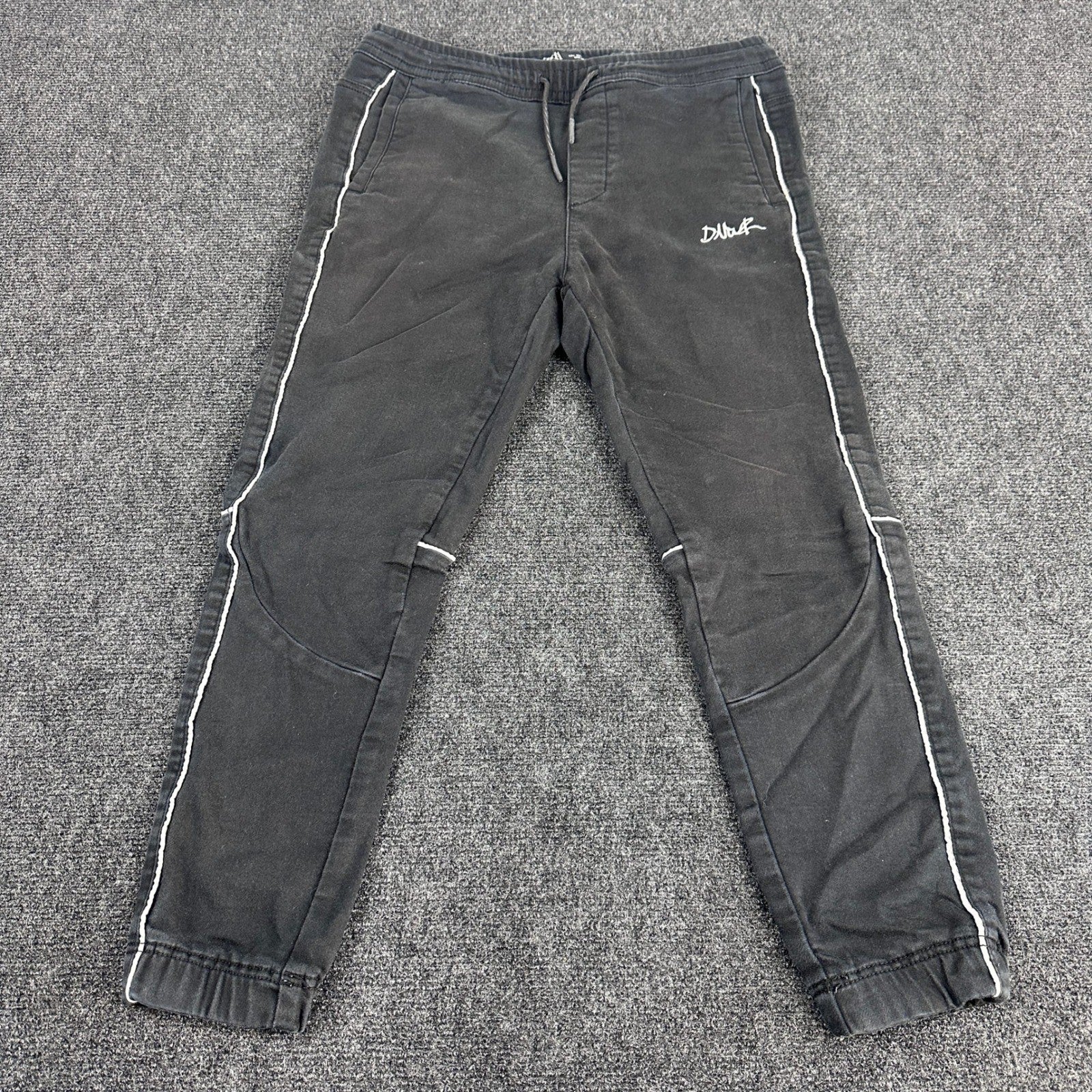 Zara Man Black Tapered Joggers Side Piping Drawstring Waist Mens Size L MEX 32 by Zara