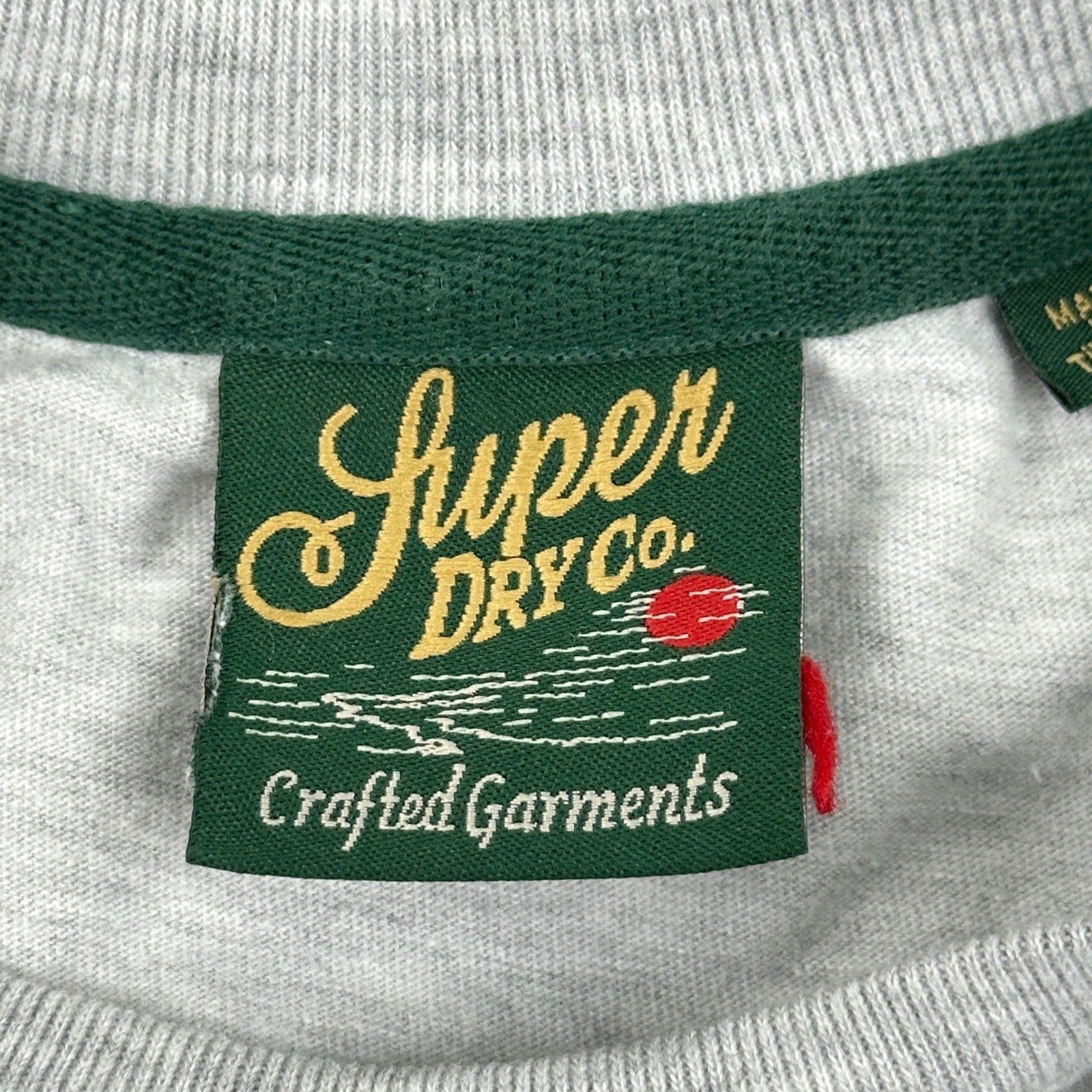 Superdry Mens Graphic T-Shirt Grey Green Stripe Logo Crew Neck Small by Superdry