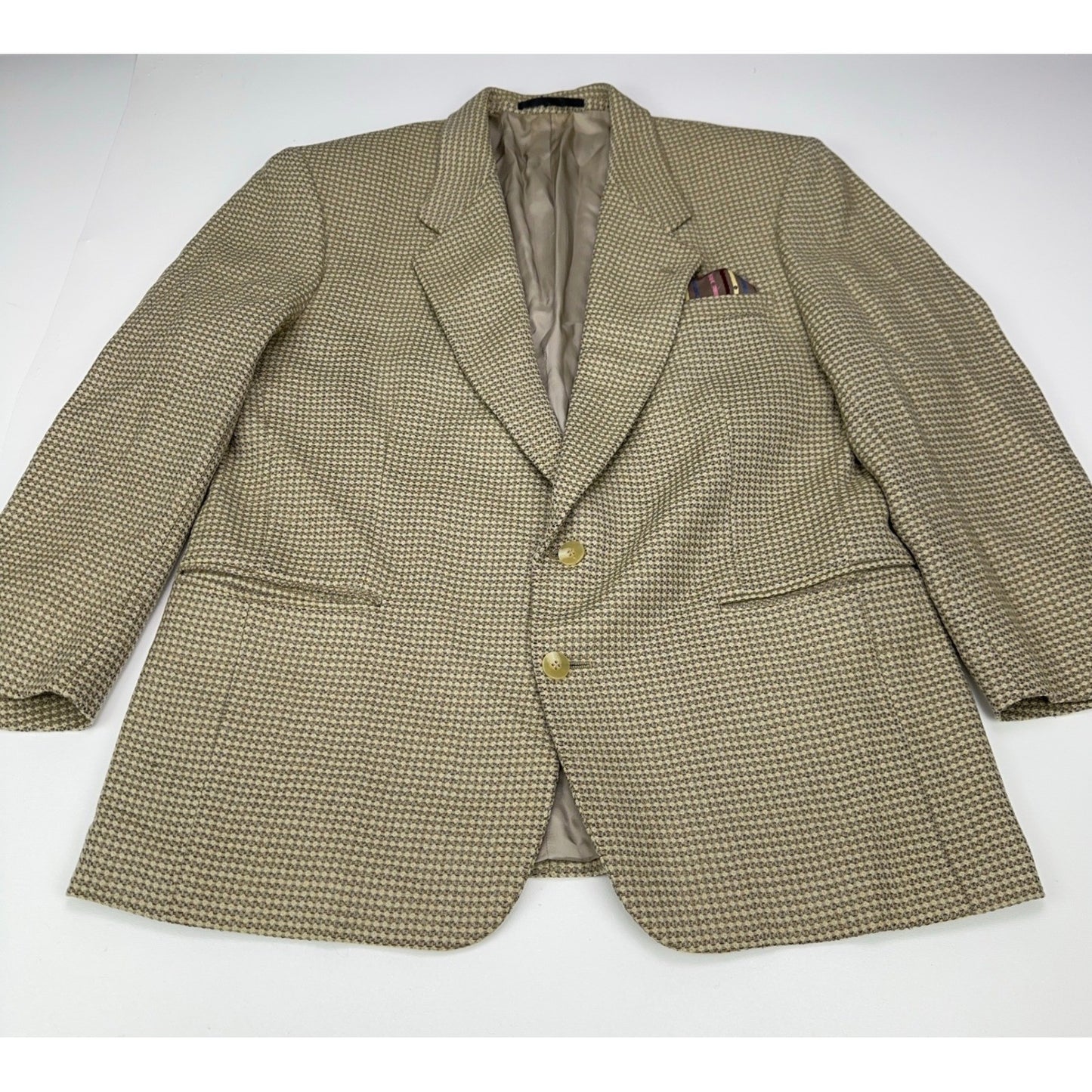 Manci by Mancillas Mens Vintage Micro Check Blazer Sport Coat Brown Tan 42R by Manci by Mancillas