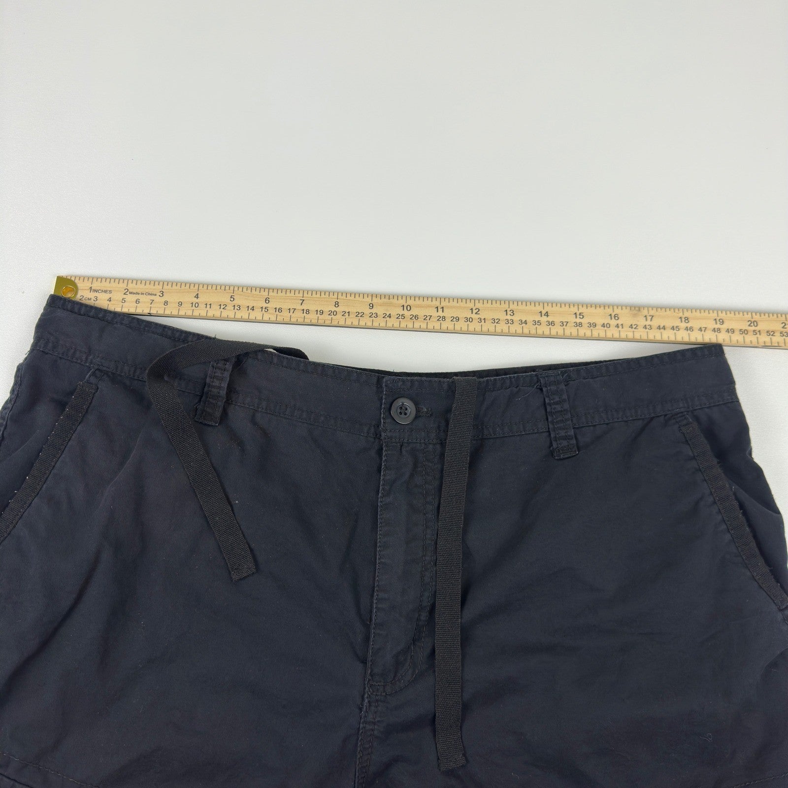 Faded Glory Mens Cargo Shorts Black Size 38 Cotton Drawstring Utility Pockets by Faded Glory