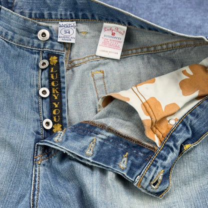 Lucky Brand Dungarees Mens 34 Lowrise Bootleg Jeans Light Wash Made in USA by Lucky Brand