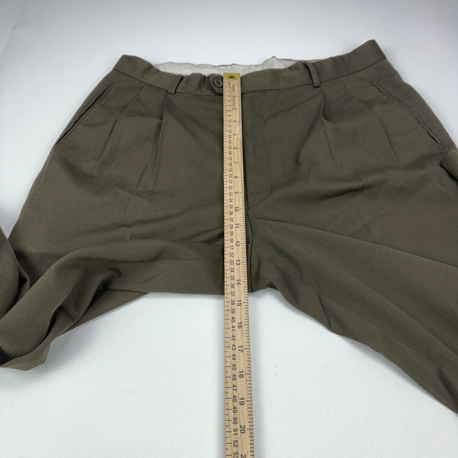 Braggi Louis Raphael Mens Pleated Dress Pants Olive Brown Cuffed 35x42 by Braggi by Louis Raphael