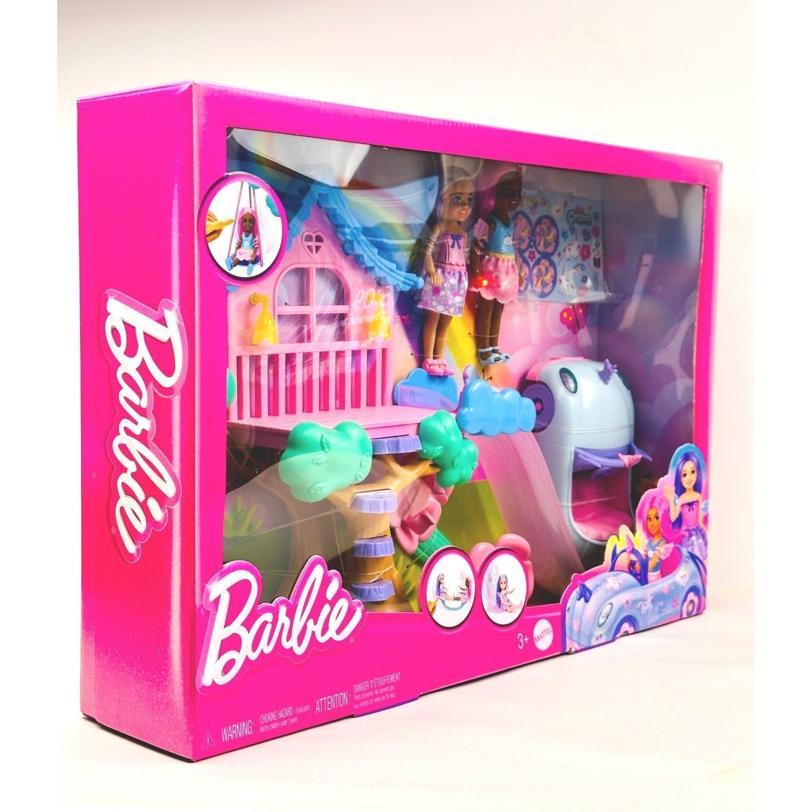 Barbie Chelsea Treehouse Playset Dollhouse Car Swing Rainbow Bridge by Barbie