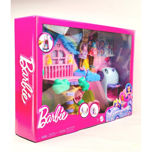 Barbie Chelsea Treehouse Playset Dollhouse Car Swing Rainbow Bridge by Barbie