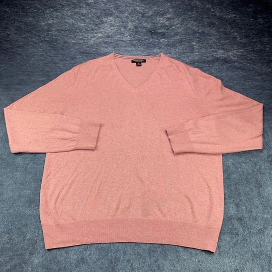 Banana Republic Mens XL Salmon Pink Silk Cotton Cashmere V-Neck Sweater by Banana Republic