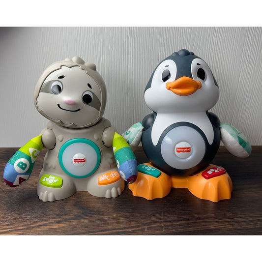 Fisher-Price Linkimals Penguin and Sloth Musical Learning Toys Set Tested and Works by Fisher-Price