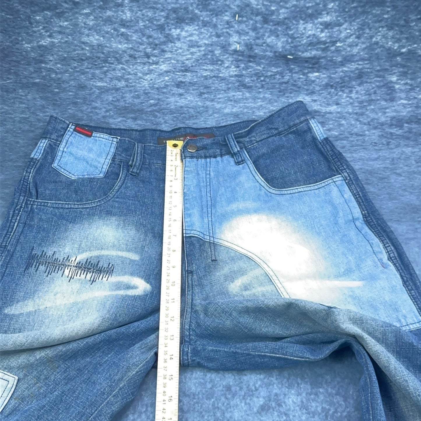 Vintage FUBU The Collection Patchwork Baggy Jeans Mens 34x34 Blue Streetwear 90s by FUBU