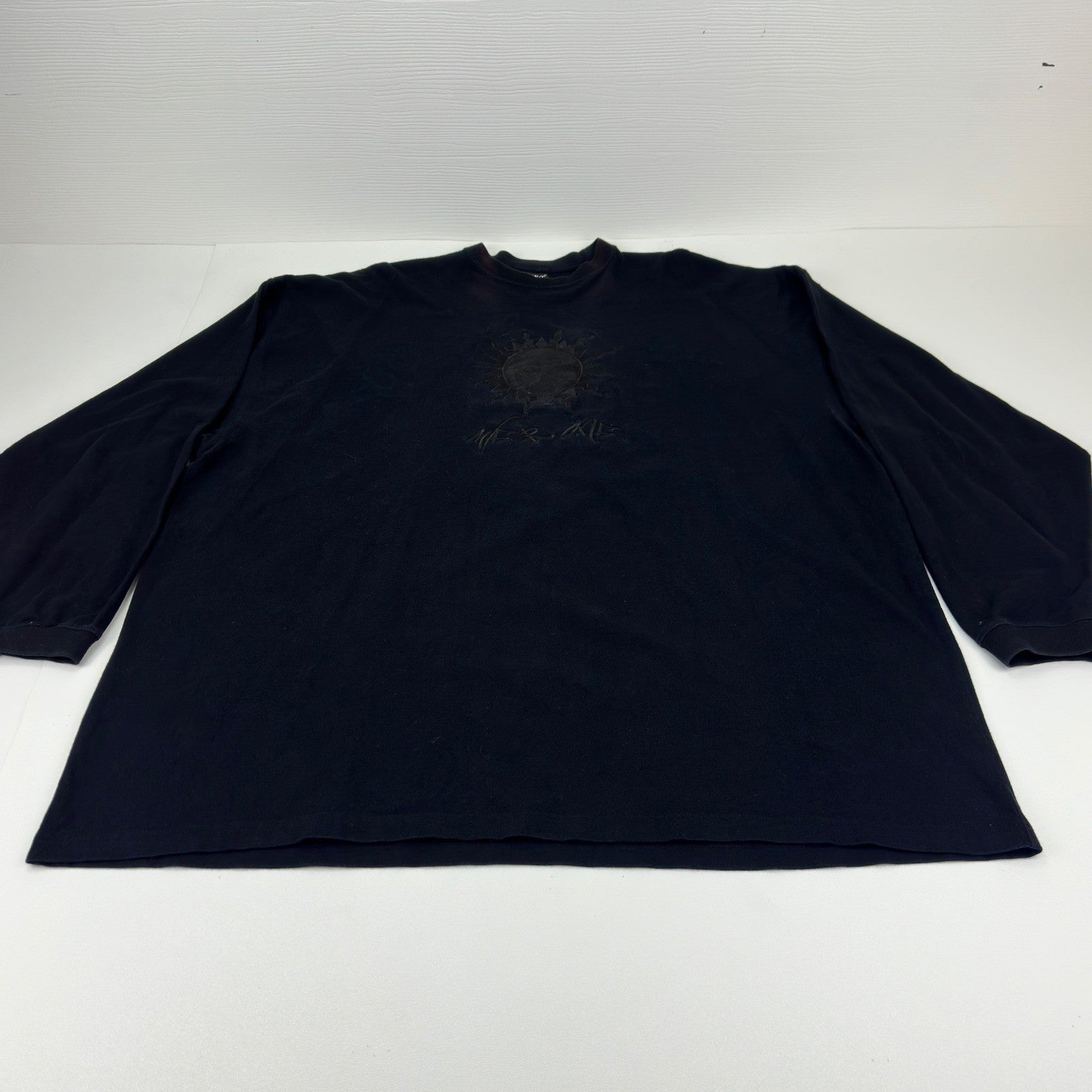 Luxe-T Luxury Sport Mens 3X Black Long Sleeve Embroidered Sun Graphic Tee Shirt by Luxe-T