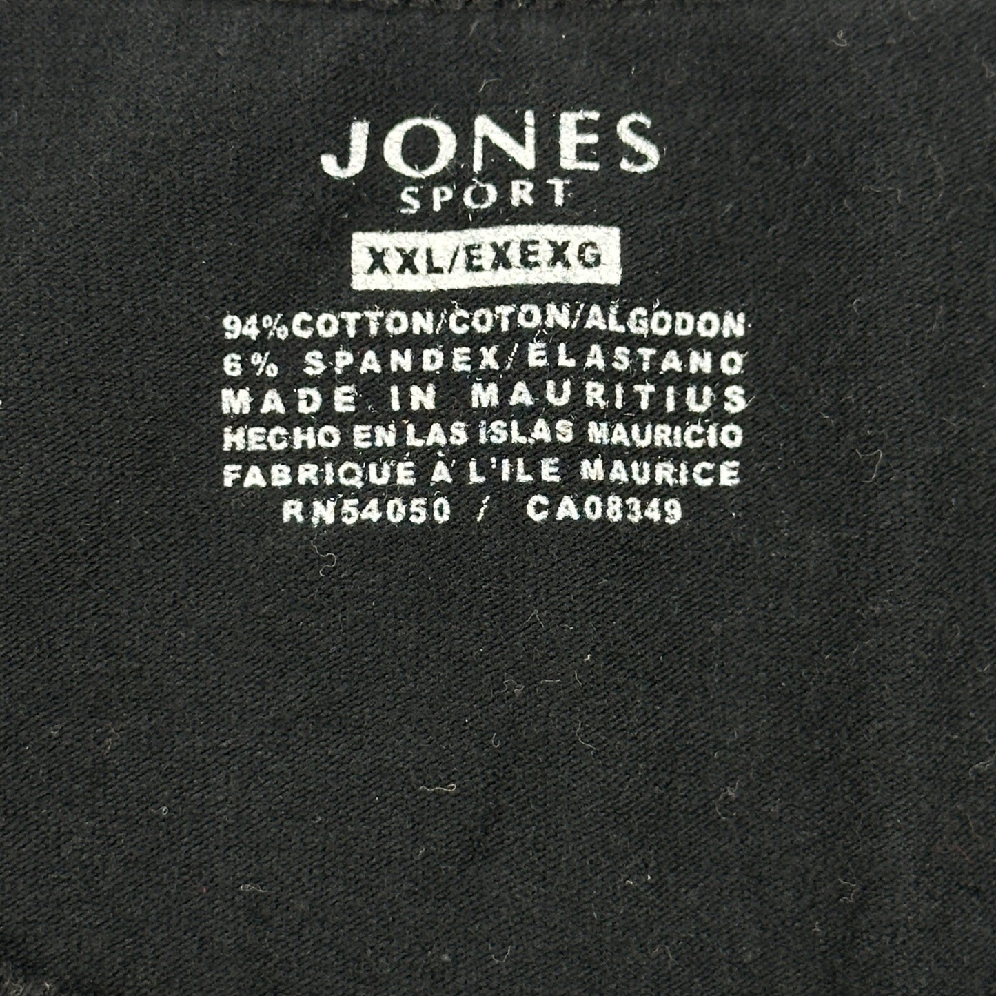 Jones Sport Black Sleeveless Crew Neck Tank Top XXL Cotton Spandex Stretch by Jones Sport