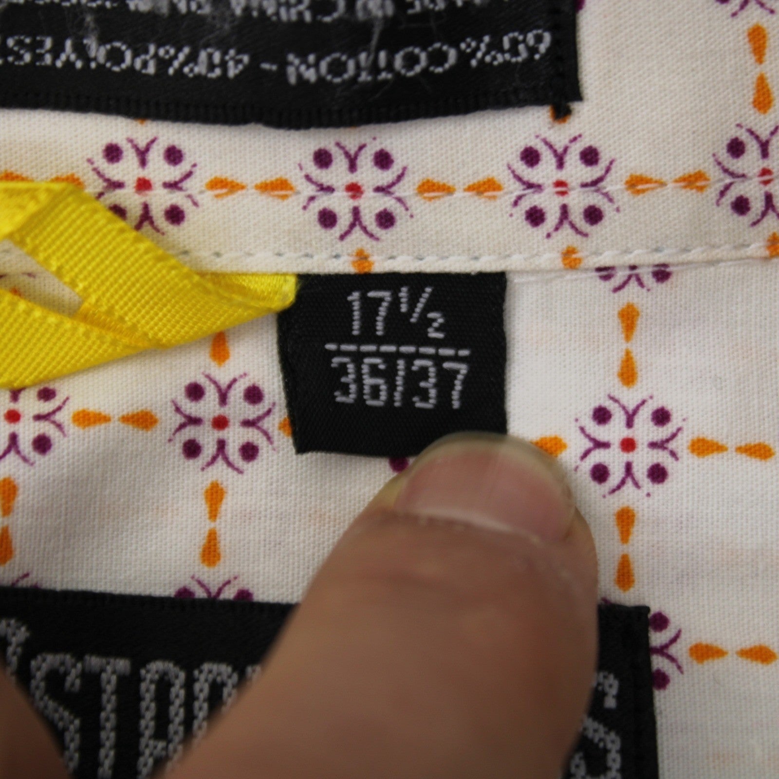 Stacy Adams Mens Dress Shirt 17.5 36/37 White Purple Orange Geometric Medallion by Stacy Adams