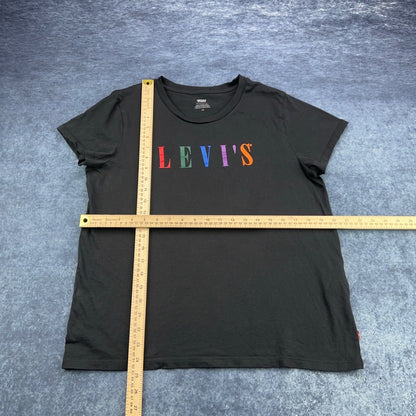 Levis Womens Rainbow Logo Graphic T-Shirt Black Short Sleeve Crewneck Large by Levi's