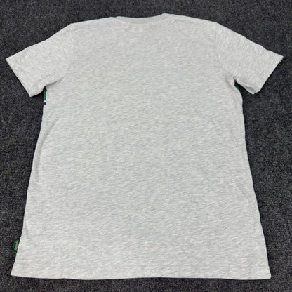 Superdry Mens Graphic T-Shirt Grey Green Stripe Logo Crew Neck Small by Superdry