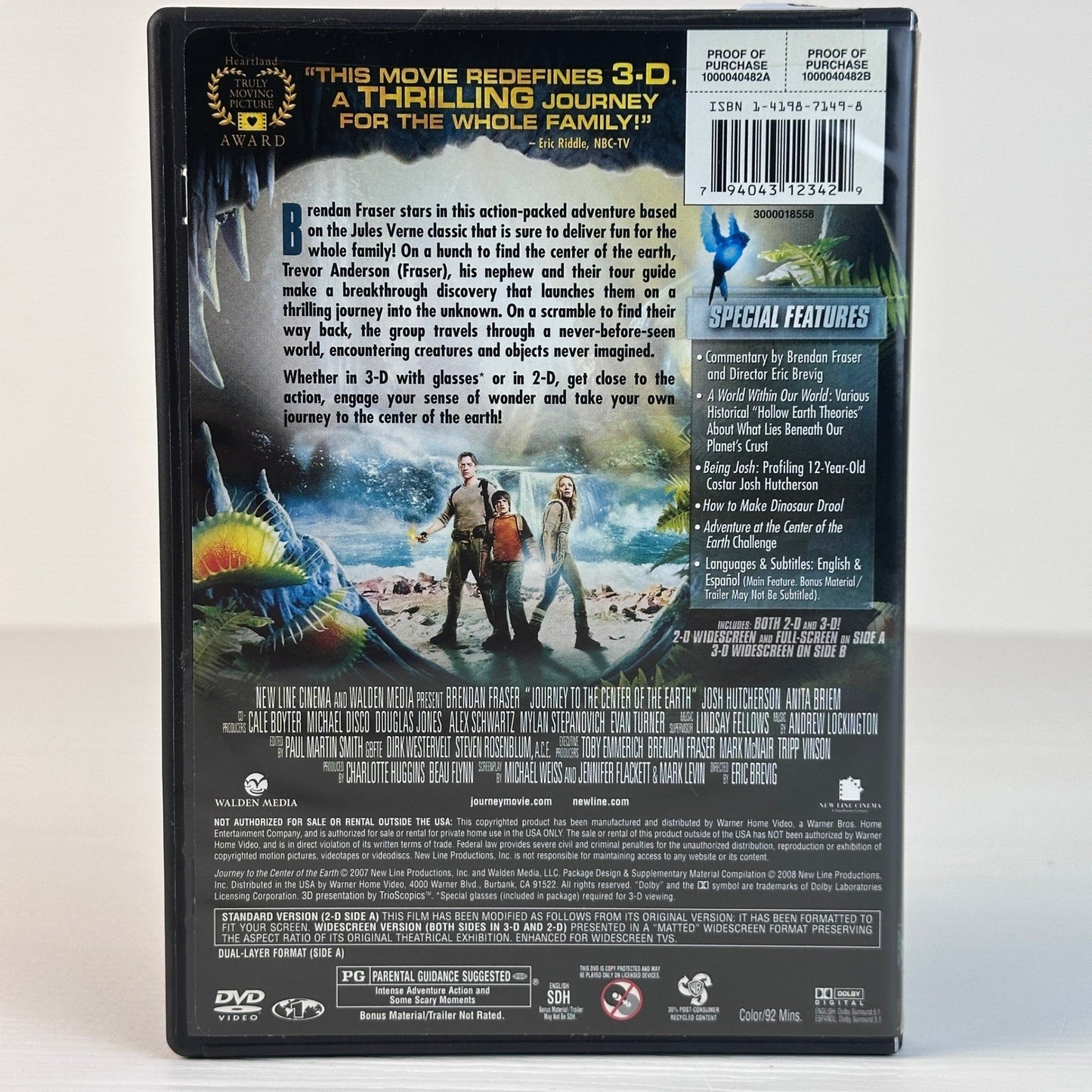 Journey to the Center of the Earth DVD Brendan Fraser 2D 3D 4 Glasses 2008 PG by Buysaavy
