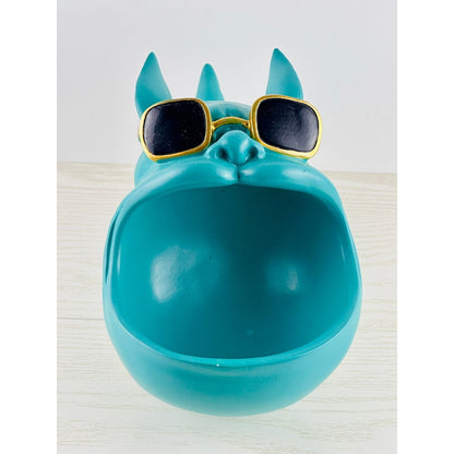 Teal French Bulldog Trinket Dish Sunglasses Collar Gold Accents by Unbranded