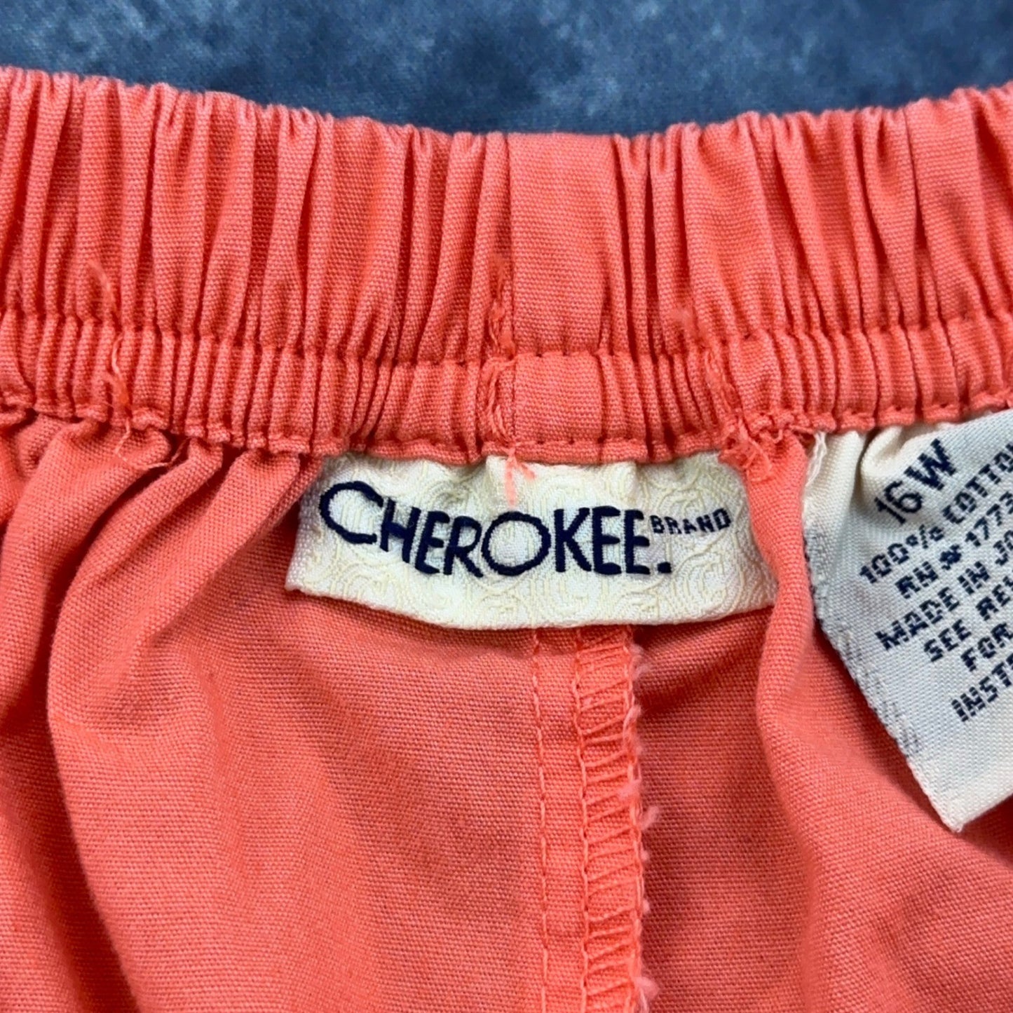 Cherokee Brand Coral Pink Cotton Drawstring Crop Pants Womens 16W Relaxed Fit by Cherokee Brand