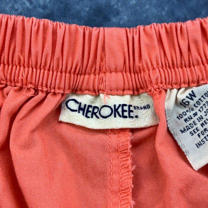 Cherokee Brand Coral Pink Cotton Drawstring Crop Pants Womens 16W Relaxed Fit by Cherokee Brand