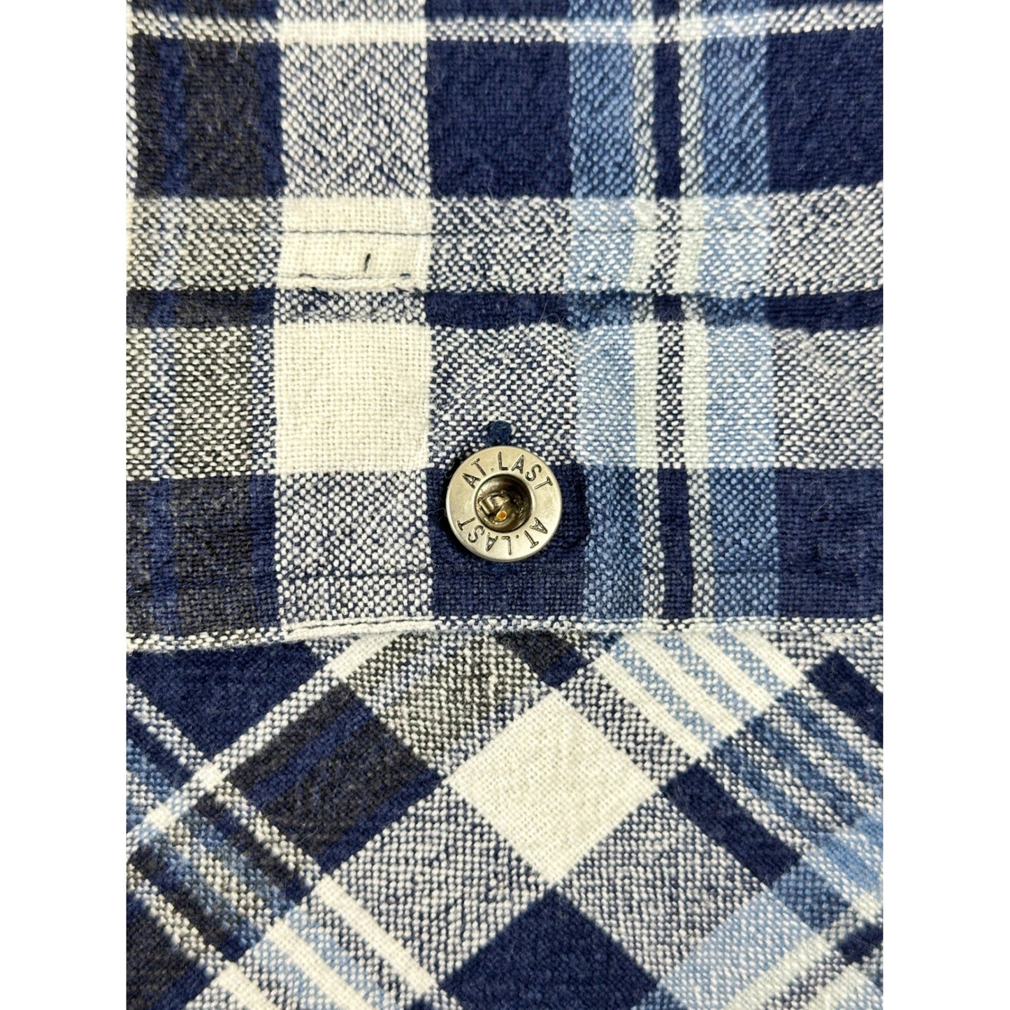 At Last & Co Blue White Plaid Cotton Button Down Shirt Mens 18/20 Flannel L/S by At Last & Co.