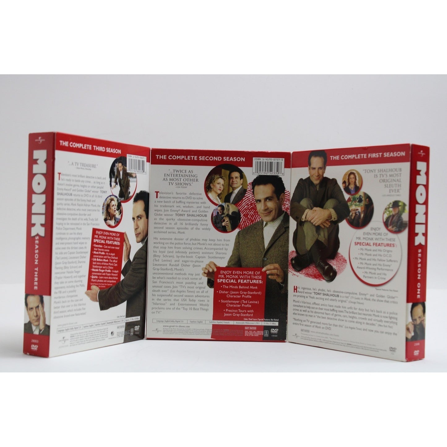 Monk Seasons 1 2 3 DVD Bundle Tony Shalhoub Mystery Comedy TV Series Box Set by Buysaavy