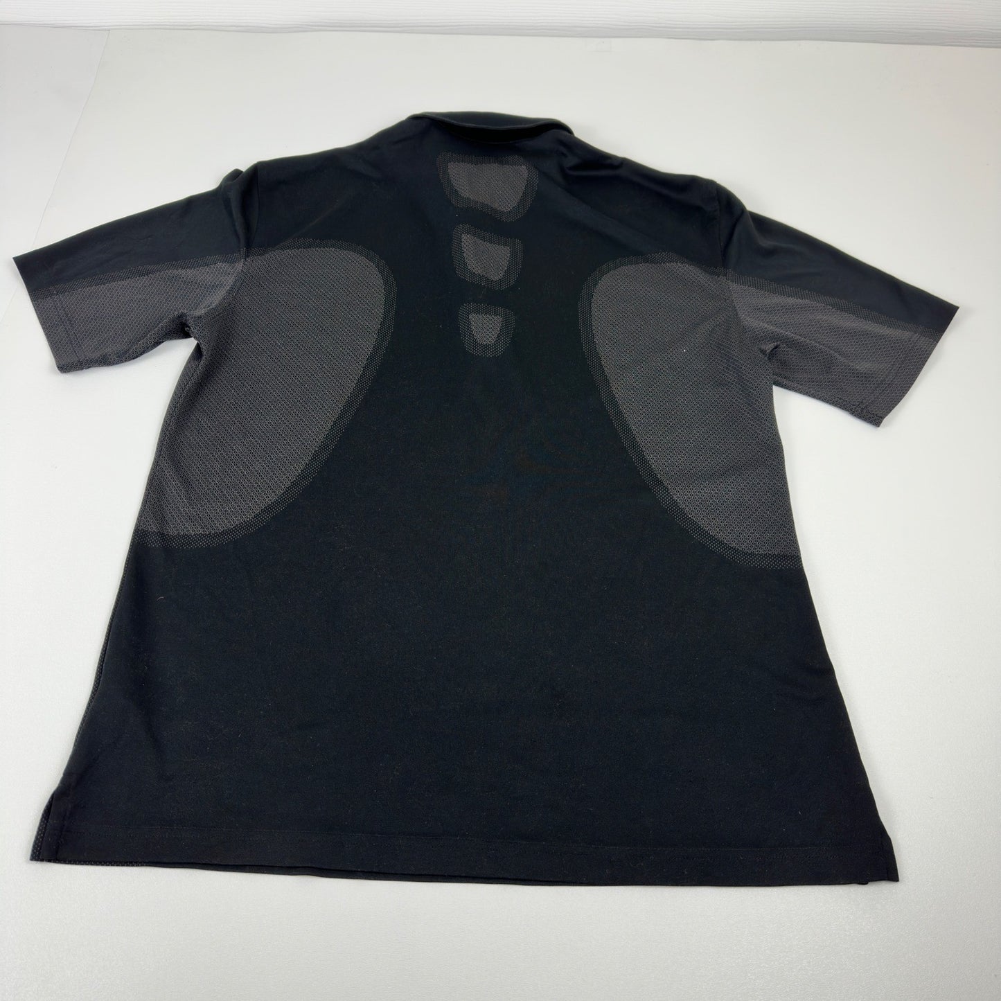 Greg Norman Mens Performance Golf Polo Shirt Black Grey Geometric Size M by Greg Norman