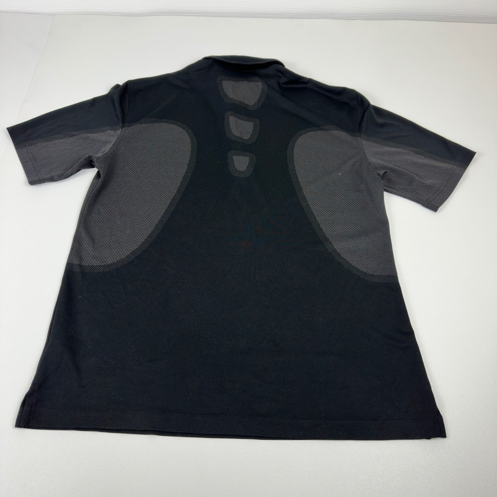 Greg Norman Mens Performance Golf Polo Shirt Black Grey Geometric Size M by Greg Norman