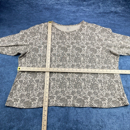 Croft & Barrow Womens 3X Pima Cotton Floral Paisley Crewneck Top Tan Brown by Croft & Barrow