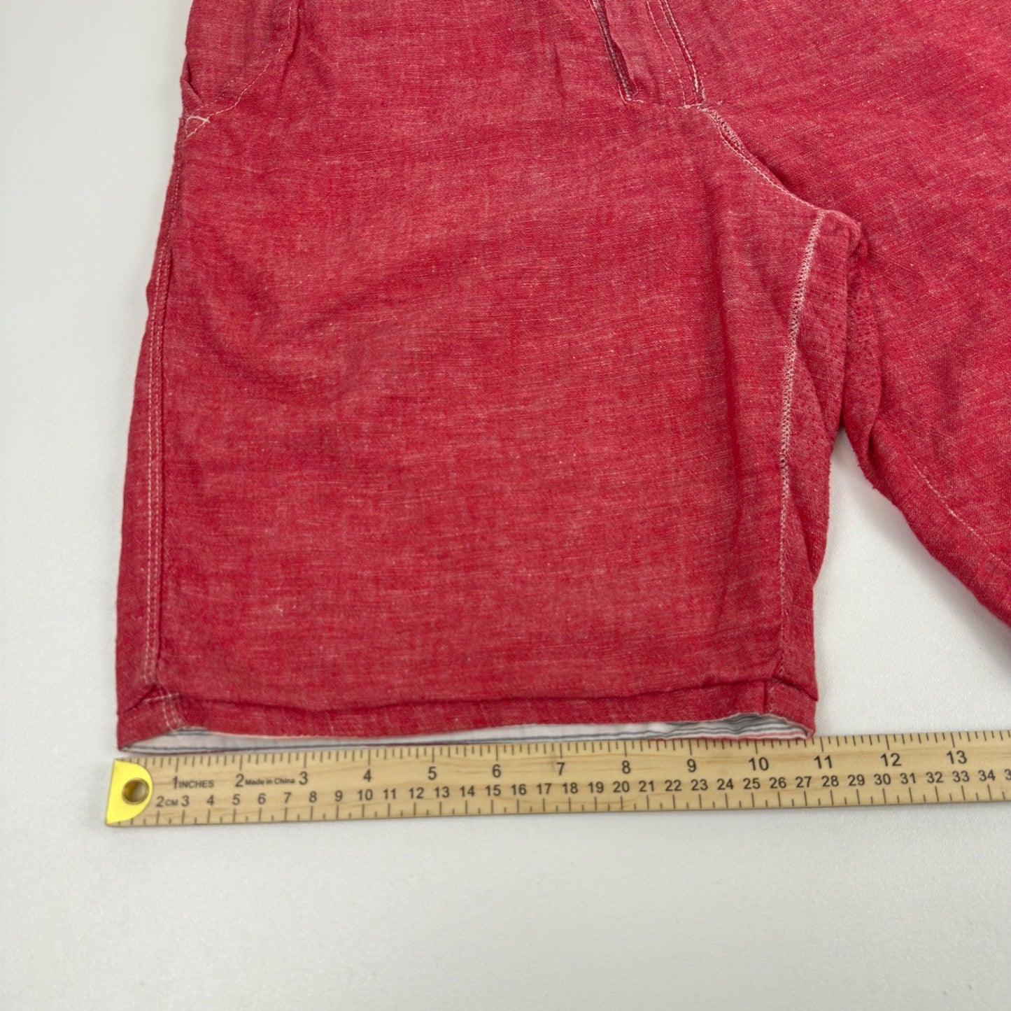 Howe Mens Reversible Shorts Red Solid Striped Casual Summer Size 35 by Howe