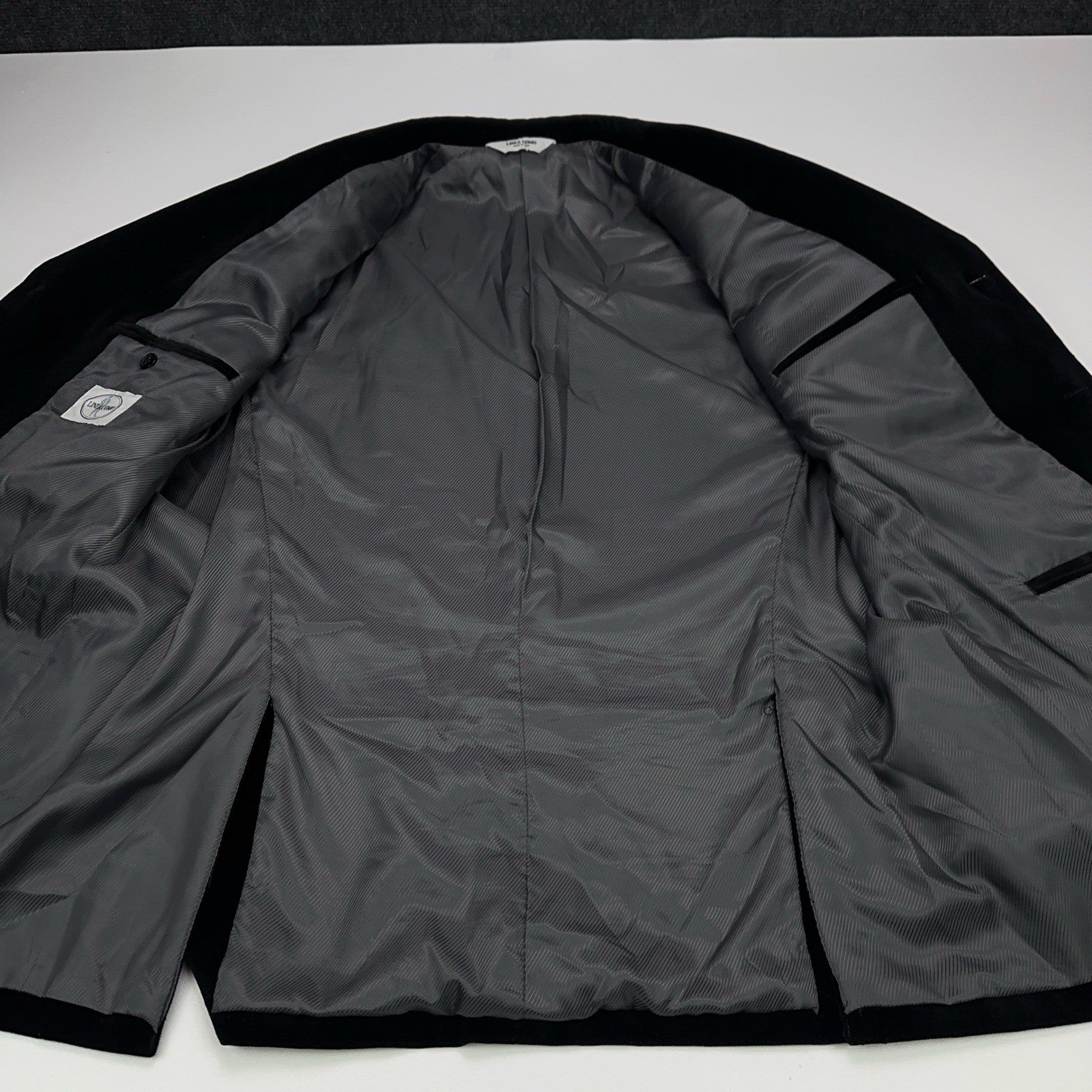 Linea Uomo Mens Black Velvet Blazer 3 Button Sport Coat Jacket 46 REG Cotton by Linea Uomo