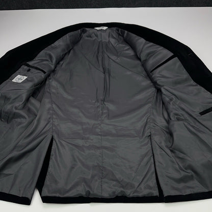 Linea Uomo Mens Black Velvet Blazer 3 Button Sport Coat Jacket 46 REG Cotton by Linea Uomo