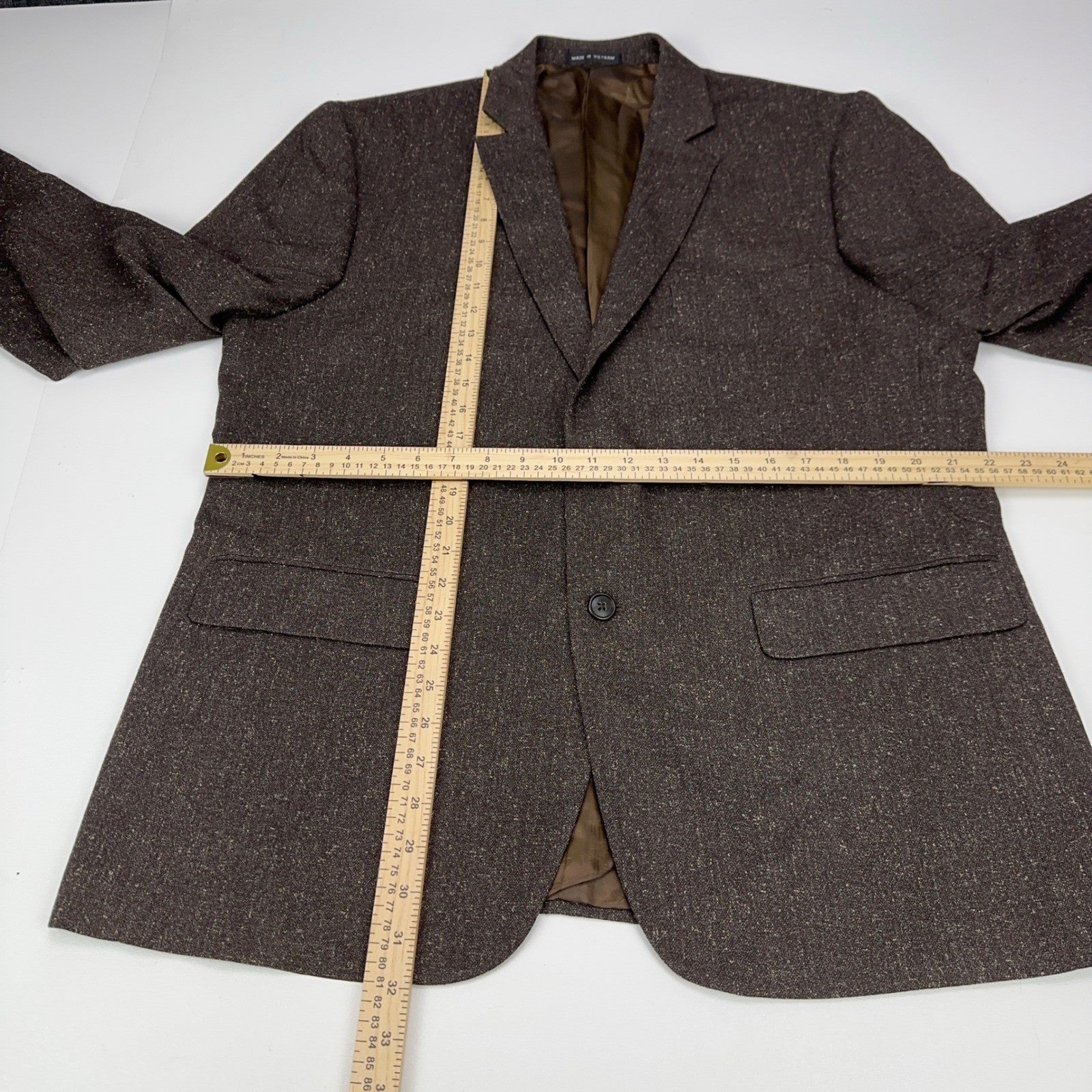 Mens Brown Textured 2-Button Blazer Jacket 44R Professional Sport Coat by Unbranded