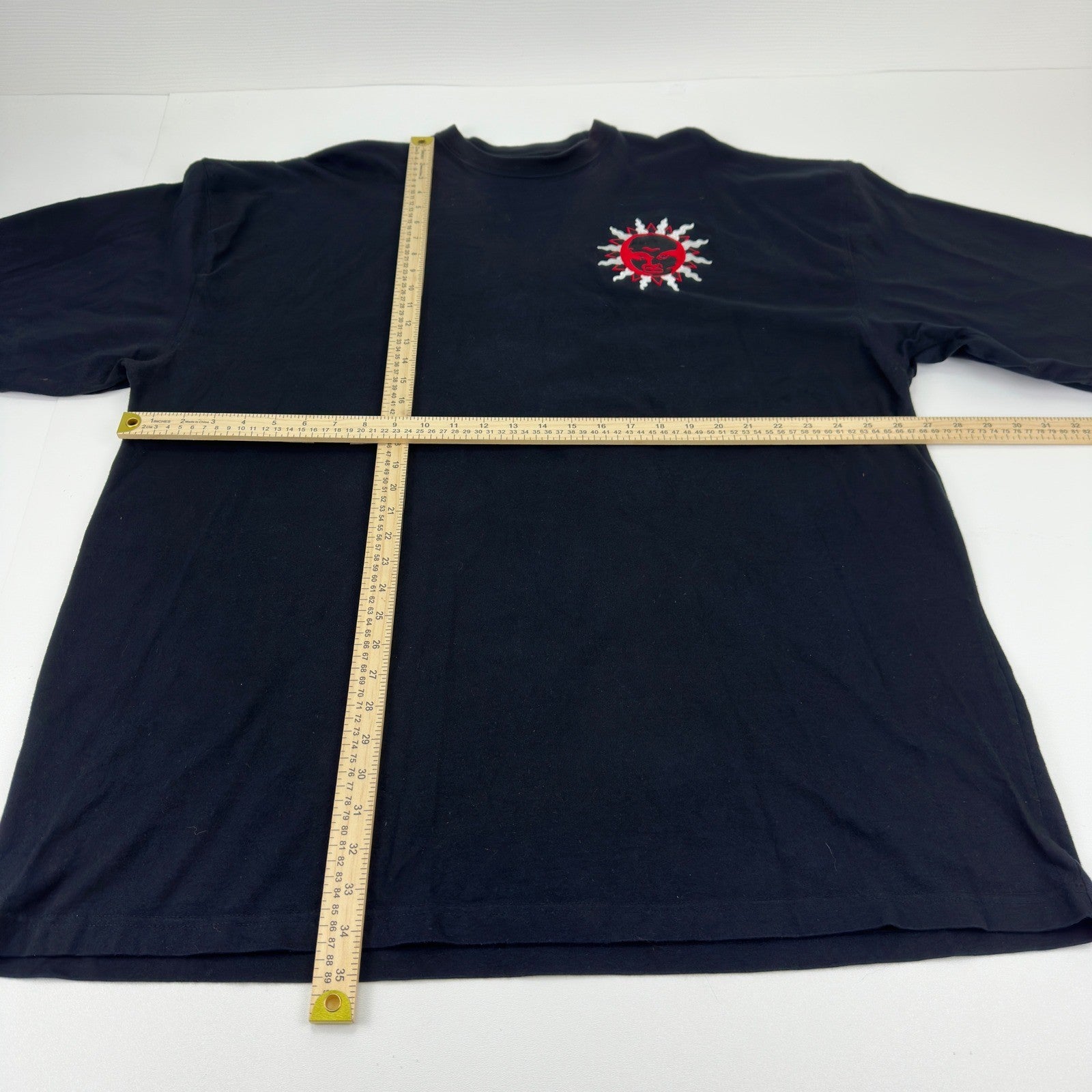 Luxe-T Luxury Sport Mens 3X Black Long Sleeve Embroidered Sun Graphic Tee Shirt by Luxe-T