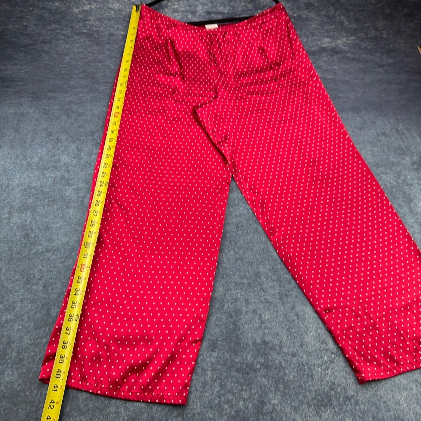 Gilligan O'Malley Womens XL Red Polka Dot Satin Pajama Set Button Up Wide Leg by Gilligan & O'Malley