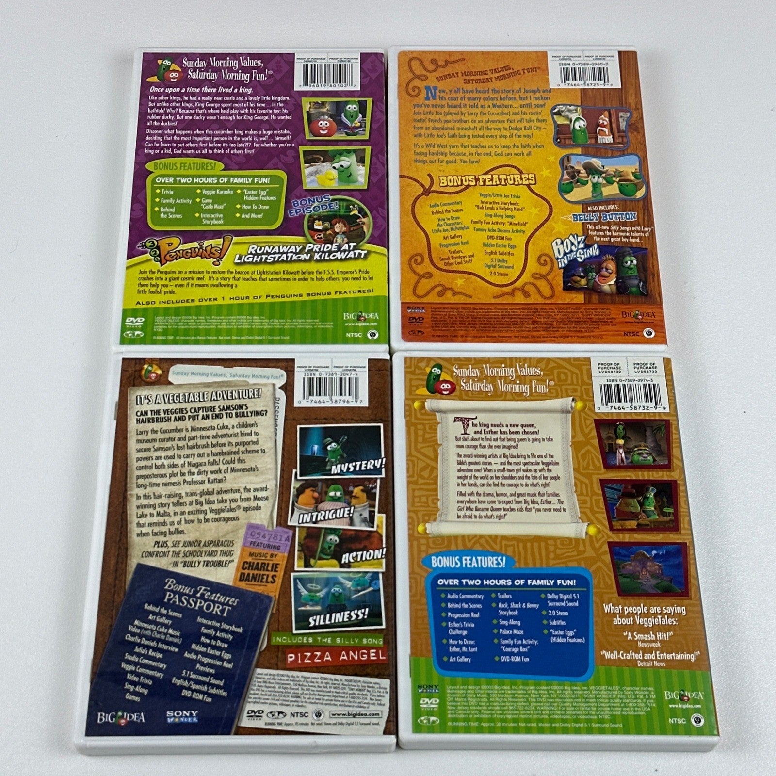 VeggieTales DVD Lot of 8 Minnesota Cuke Esther Moe Big River Rescue King George by Buysaavy