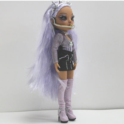 Rainbow High Violet Willow Doll with Crown and Microphone Fashion Toy for Girls by Unbranded