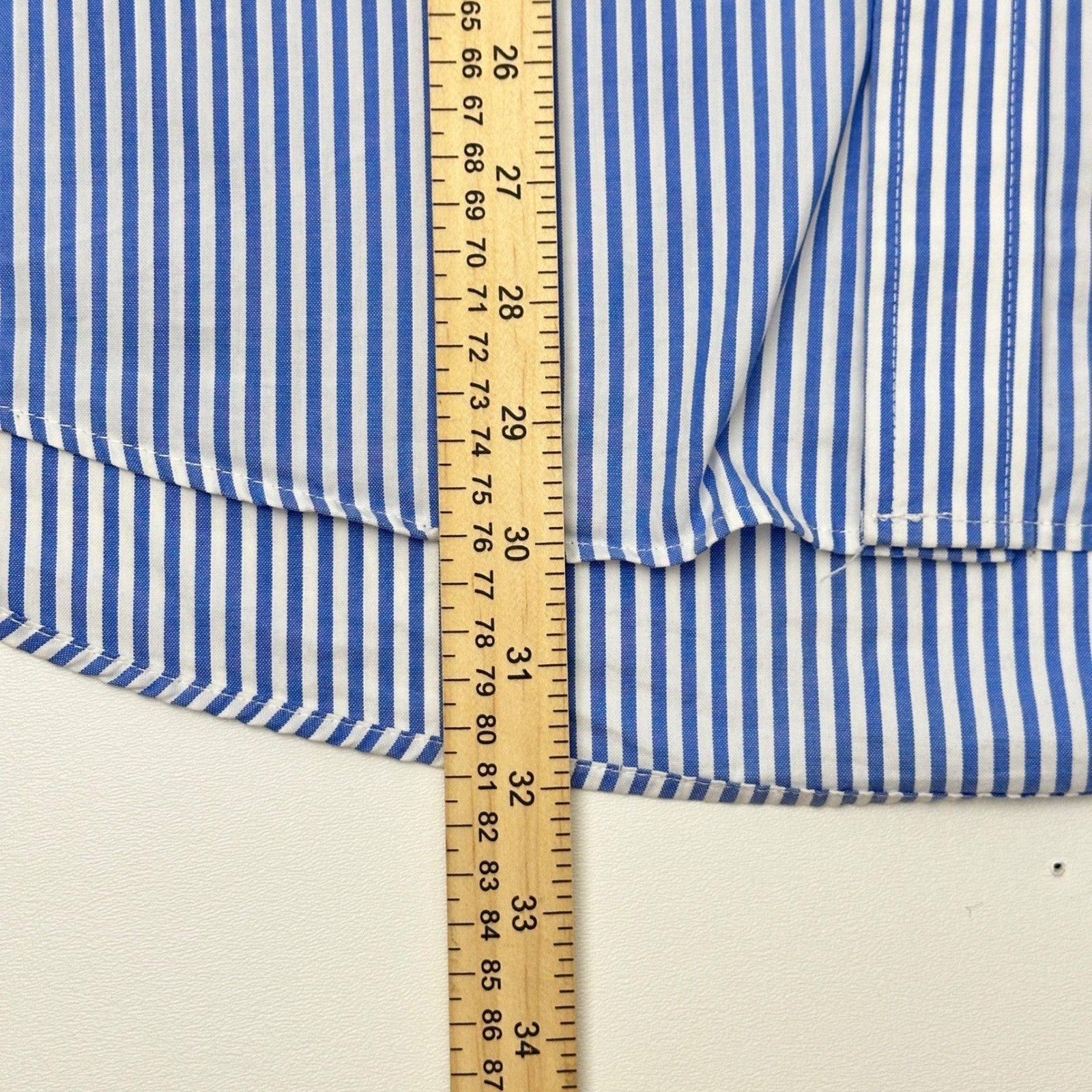 IZOD Luxury Sport Mens Blue White Striped 80s 2-Ply Pinpoint Cotton Shirt L by IZOD
