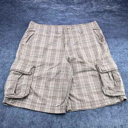 Mossimo Supply Co Mens Plaid Cargo Shorts Brown Tan Size 36 Relaxed Fit Utility by Mossimo Supply Co.