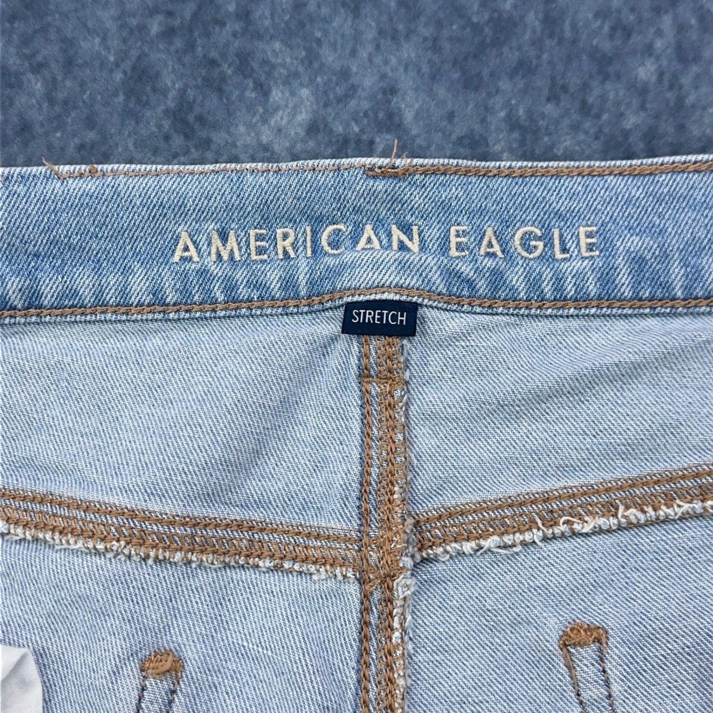 American Eagle Super High-Rise Straight Jeans Light Wash Blue Stretch Size 16 by American Eagle Outfitters