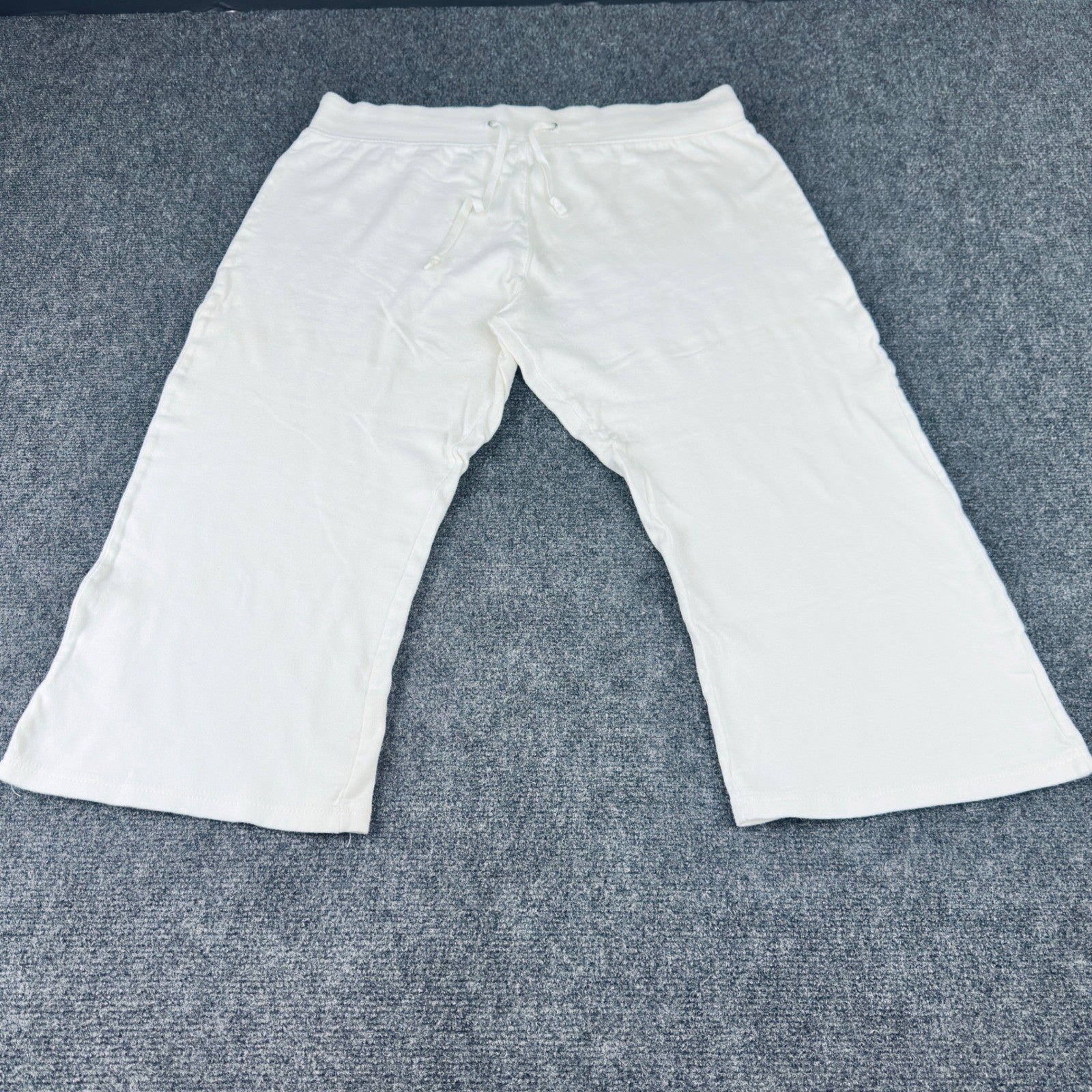 Like An Angel White Capri Sweatpants Plus Size 2X Wide Leg Drawstring Joggers by Like An Angel