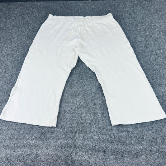 Like An Angel White Capri Sweatpants Plus Size 2X Wide Leg Drawstring Joggers by Like An Angel