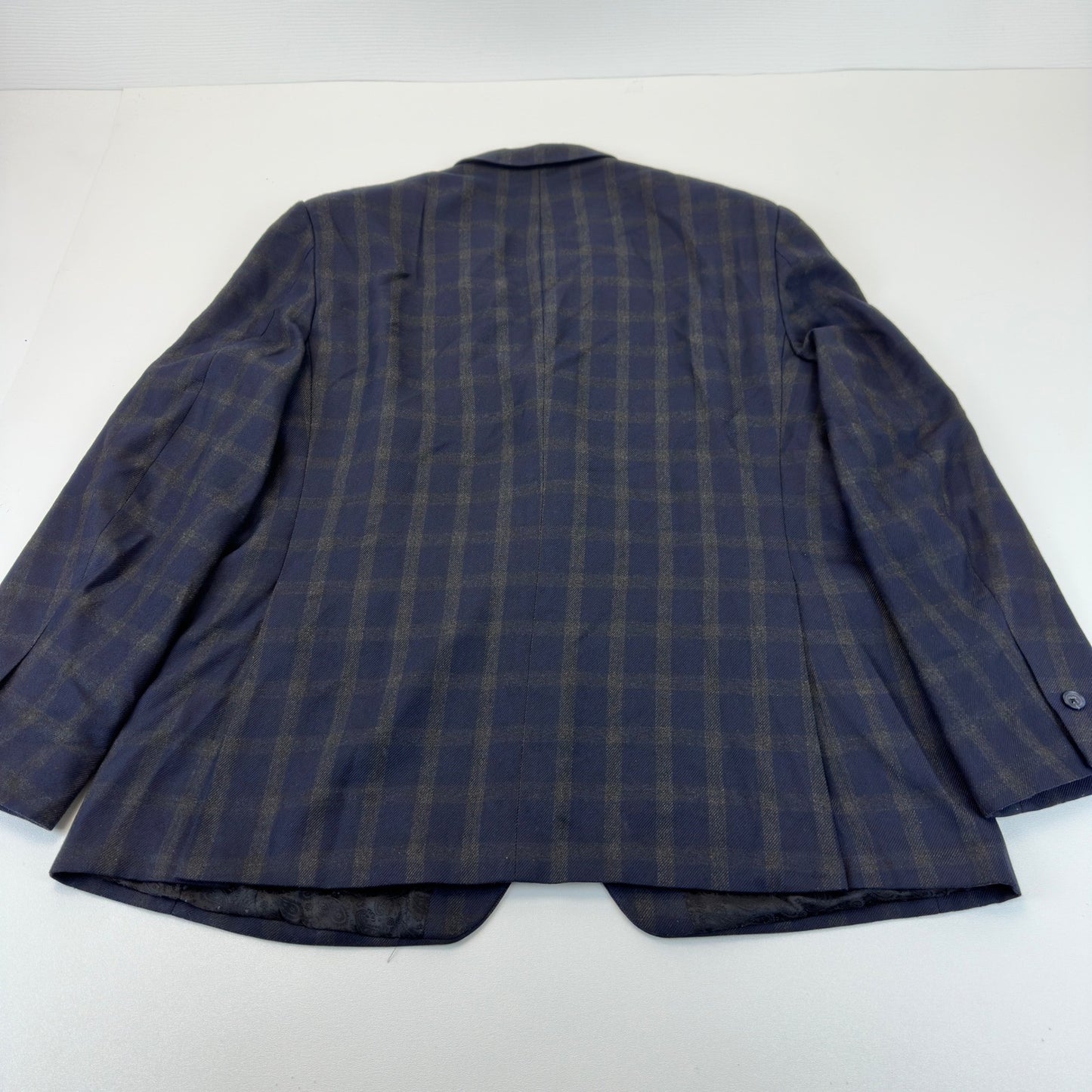 Haggar 1926 Originals Mens 44R Navy Blue Brown Plaid Blazer Sport Coat 1006615 by Haggar