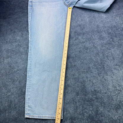 American Eagle Super High-Rise Straight Jeans Light Wash Blue Stretch Size 16 by American Eagle Outfitters
