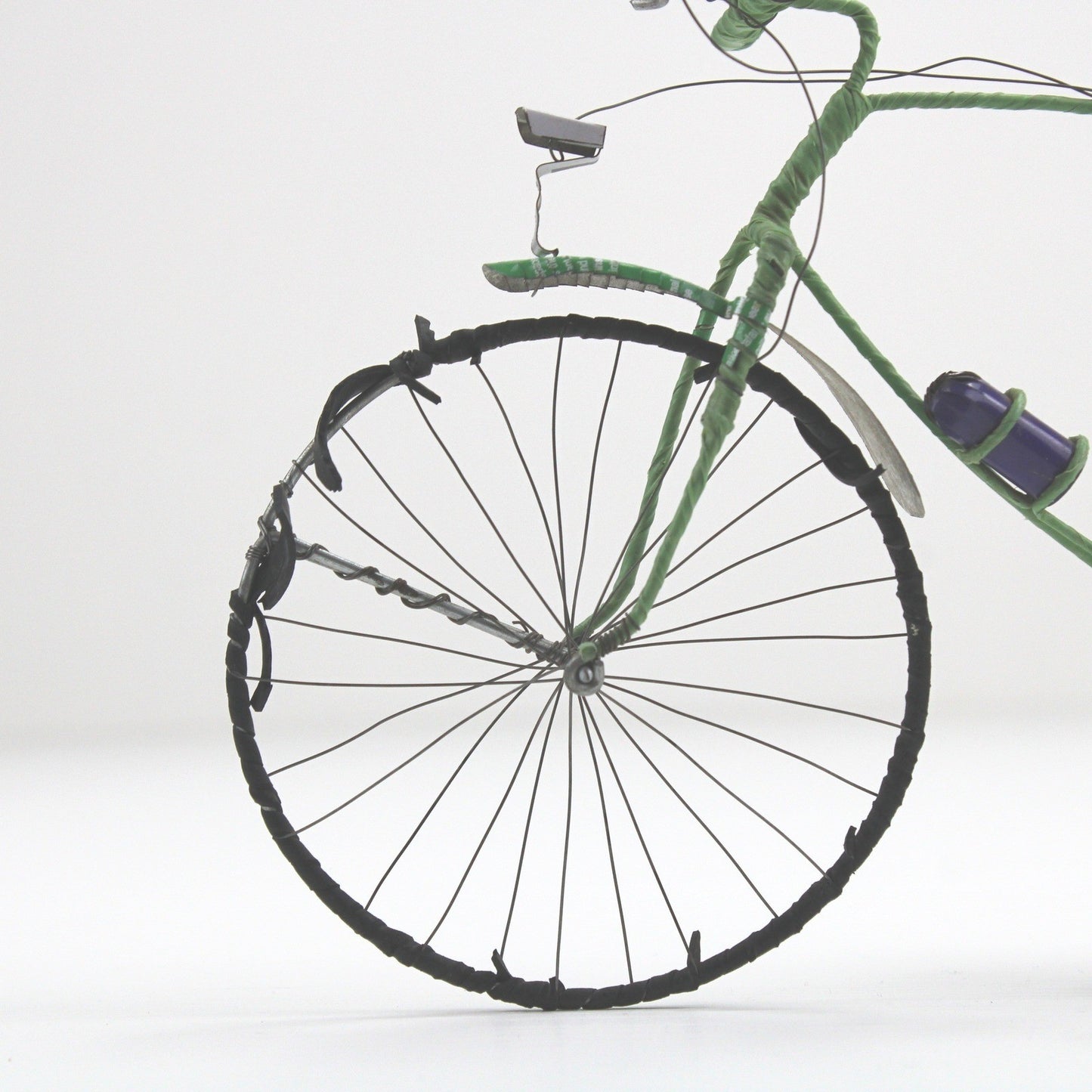 Handmade Recycled Wire Bicycle Sculpture Green Miniature Bike Folk Art Decor by Unbranded