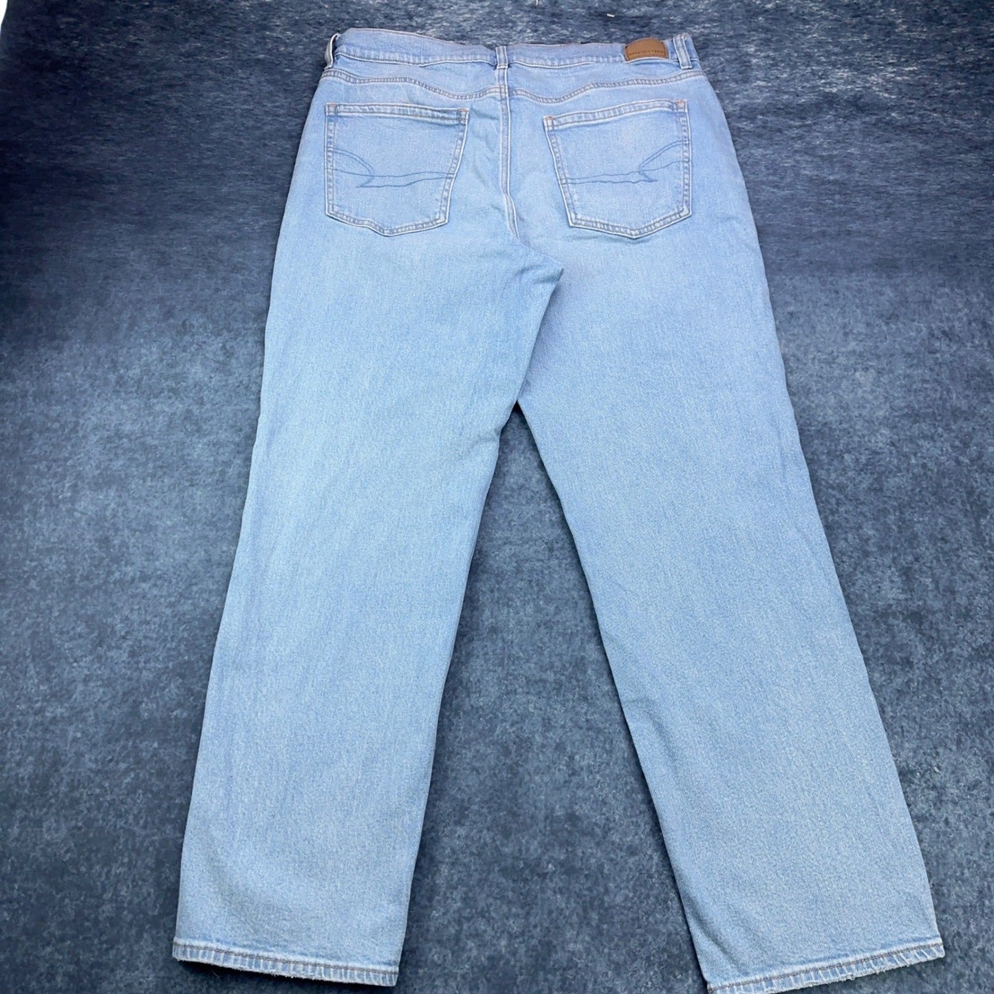 American Eagle Super High-Rise Straight Jeans Light Wash Blue Stretch Size 16 by American Eagle Outfitters