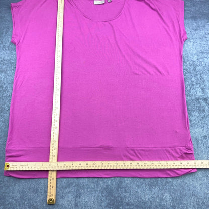 Avenue Plus Size 22/24 Magenta Pink Ruched Banded Hem Scoop Neck Knit Top Blouse by Avenue