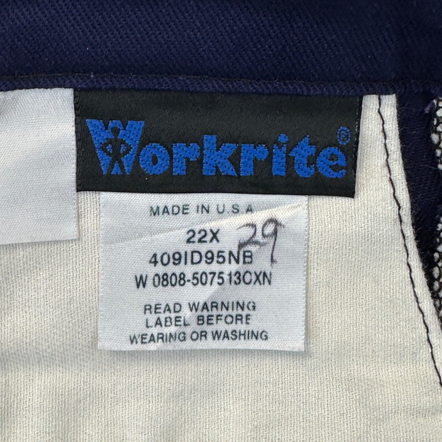 Workrite Mens Navy Blue Industrial Work Pants Cotton Twill 409ID95NB 44x42 by Workrite