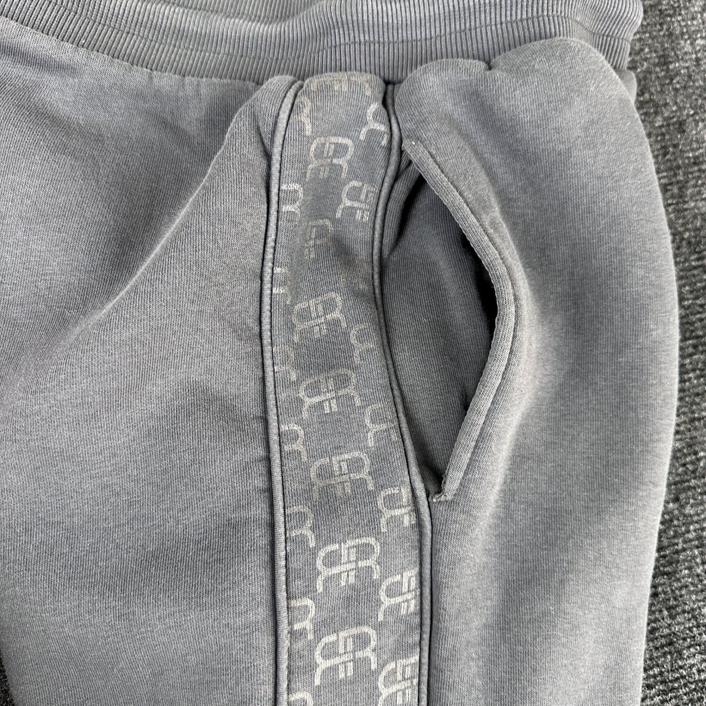 River Island Mens Logo Tape Joggers Charcoal Grey Fleece Sweatpants Large L by River Island