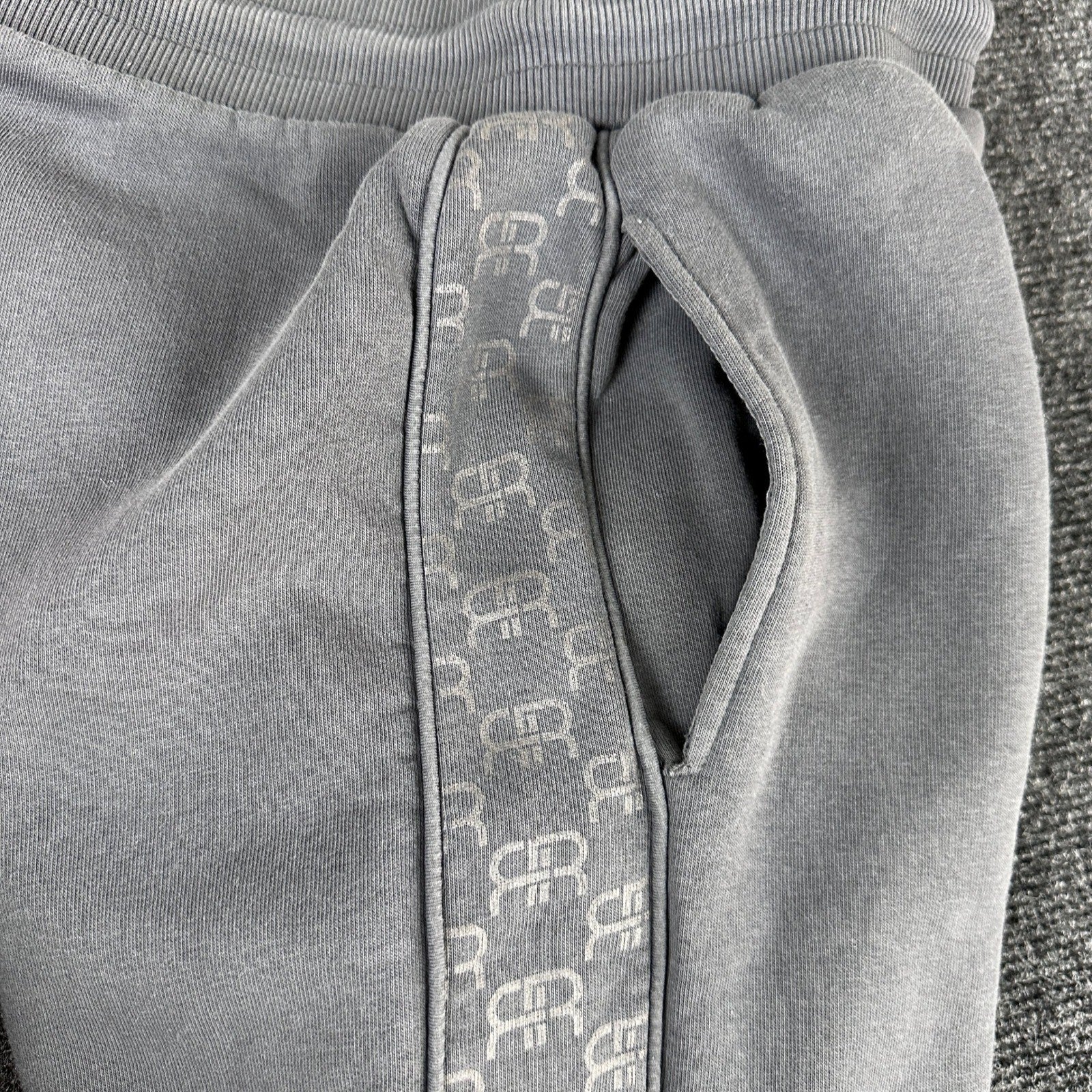 River Island Mens Logo Tape Joggers Charcoal Grey Fleece Sweatpants Large L by River Island