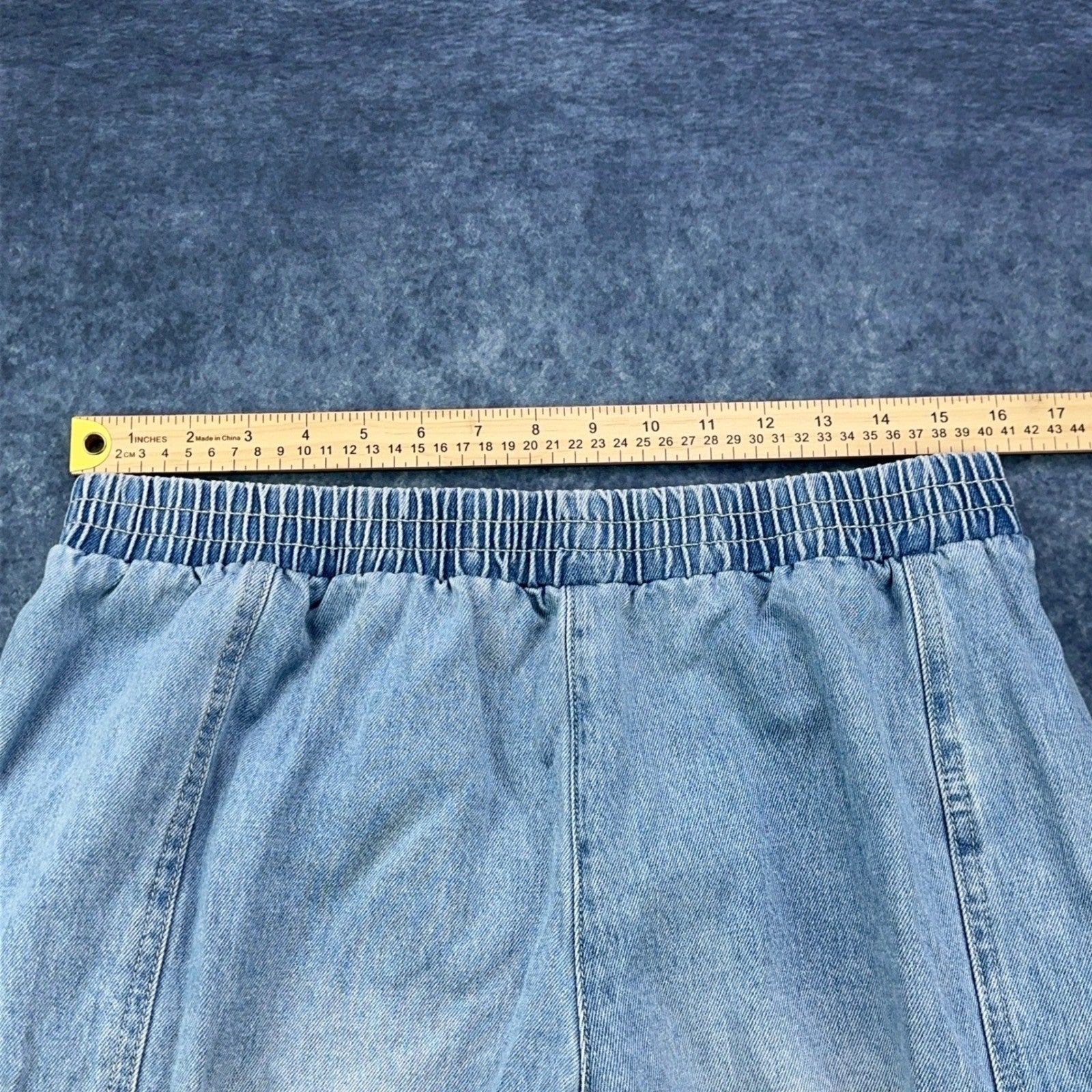 Forever 21 Premium Womens XL Light Wash Elastic Waist Wide Leg Cargo Jeans by FOREVER 21