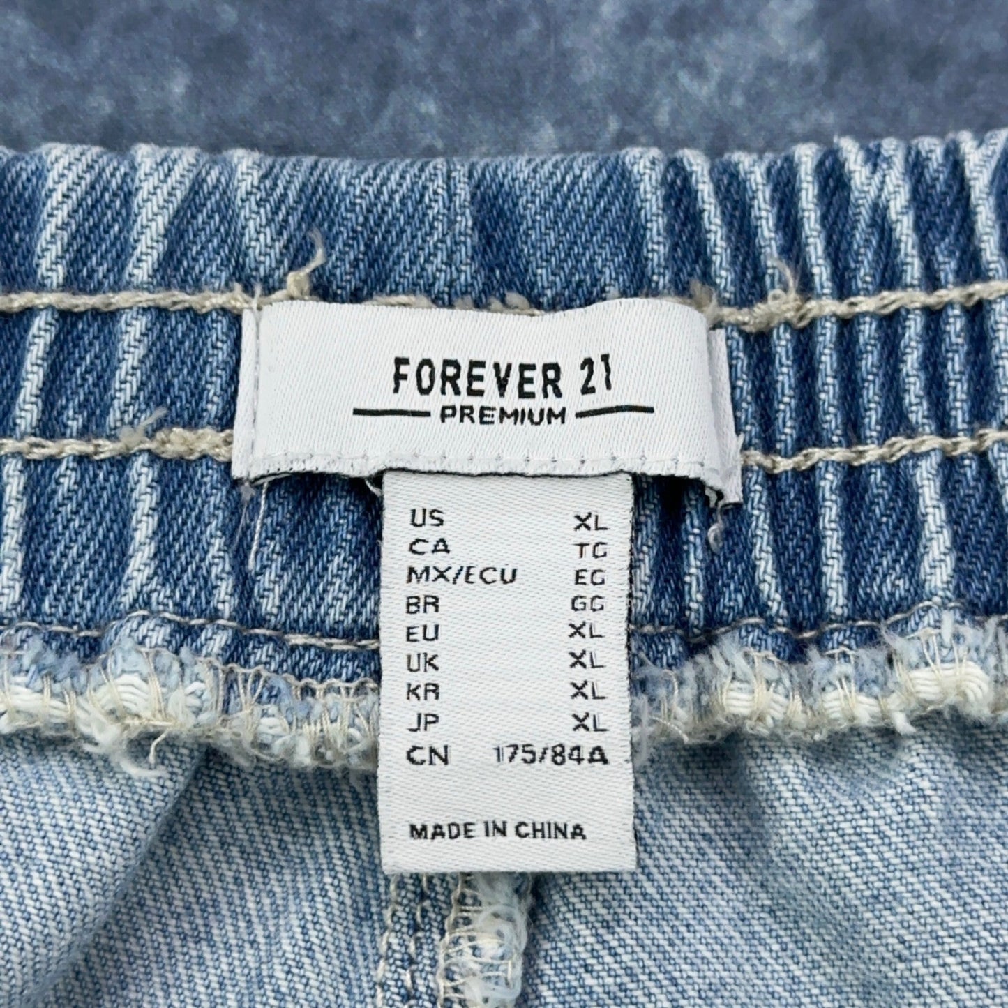 Forever 21 Premium Womens XL Light Wash Elastic Waist Wide Leg Cargo Jeans by FOREVER 21